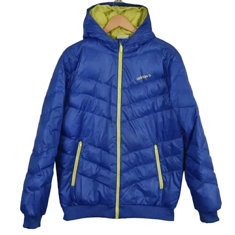 Adidas Neo Label Down  Filled Bomber Puffy Jacket Hooded Blue Size Medium